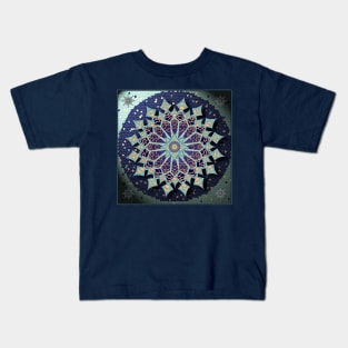 Mosaic Mandala in Blue T Shirt Kids T-Shirt